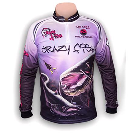 Tee Shirt Manches Longues Homme Crazy Fish Silure Respirant Protection Uv