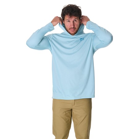 TEE SHIRT MANCHES LONGUES HOMME HARDY SCRIPT PERFORMANCE UPF HOODIE - CRYSTAL BLUE