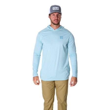 TEE SHIRT MANCHES LONGUES HOMME HARDY SCRIPT PERFORMANCE UPF HOODIE - CRYSTAL BLUE