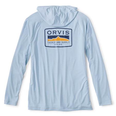 TEE SHIRT MANCHES LONGUES HOMME ORVIS DRICAST LOGO HOODIE - BLUE FOG