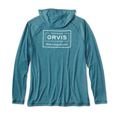 TEE SHIRT MANCHES LONGUES HOMME ORVIS DRICAST LOGO HOODIE - BLUE LAGOON