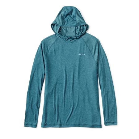 Tee Shirt Manches Longues Homme Orvis Dricast Logo Hoodie - Blue Lagoon