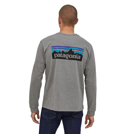 TEE-SHIRT MANCHES LONGUES HOMME PATAGONIA L/S P-6 LOGO RESPONSIBILI-TEE - GRAVEL HEATHER
