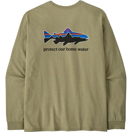 Tee Shirt Manches Longues Homme Patagonia Men's Long-Sleeved Home Water Trout Responsibili-Tee - Gumtree Green