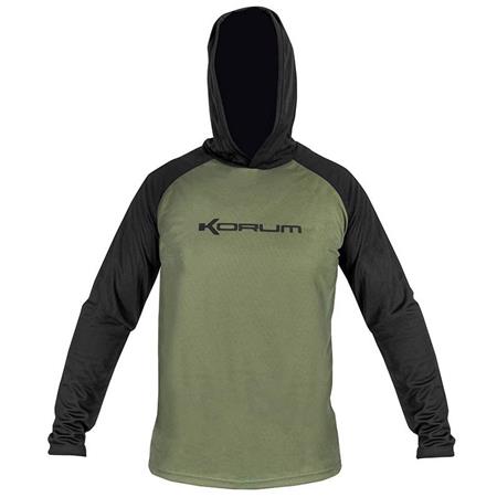 Tee Shirt Manches Longues Korum Dri-Active Hooded Longsleeve - Kaki/Noir