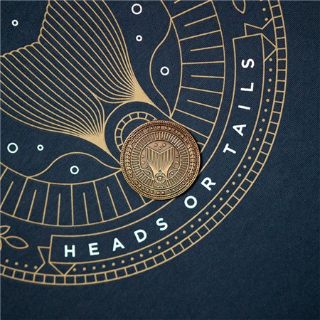 TEE SHIRT MANICHE CORTE UOMO KUMU HEADS OR TAIL - BLEU