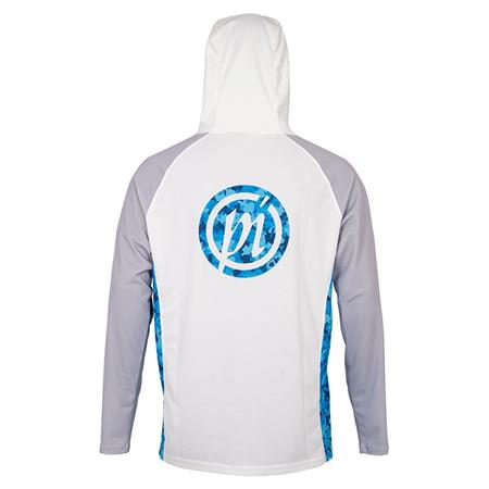 TEE SHIRT MANICHE LUNGHE UOMO PRESTON INNOVATIONS PERFORMANCE HOODED SUN SHIRT UPF-40 - BLANC/GRIS