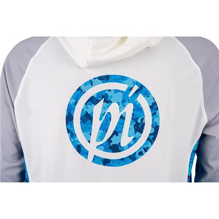 TEE SHIRT MANICHE LUNGHE UOMO PRESTON INNOVATIONS PERFORMANCE HOODED SUN SHIRT UPF-40 - BLANC/GRIS