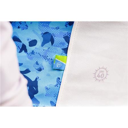 TEE SHIRT MANICHE LUNGHE UOMO PRESTON INNOVATIONS PERFORMANCE HOODED SUN SHIRT UPF-40 - BLANC/GRIS