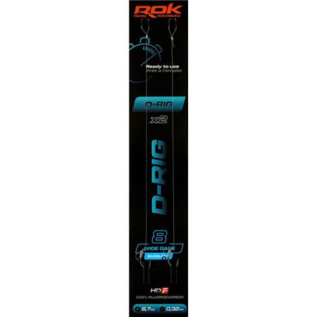 Terminale Rok Fishing D-Rig Wide Gape Barbless - Pacchetto Di 2