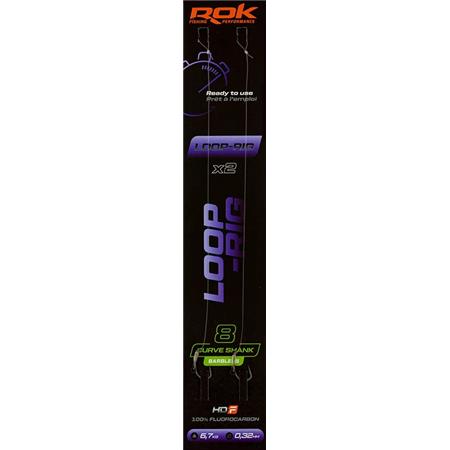 Terminale Rok Fishing Loop Rig Curve Shank Barbless - Pacchetto Di 2