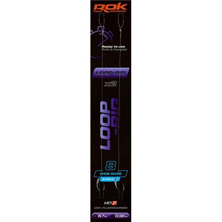 Terminale Rok Fishing Loop Rig Wide Gape Barbless - Pacchetto Di 2