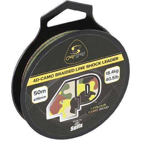 TÊTE DE LIGNE CARP SPIRIT 4D CAMO BRAIDED LINE SHOCK LEADER - 50M