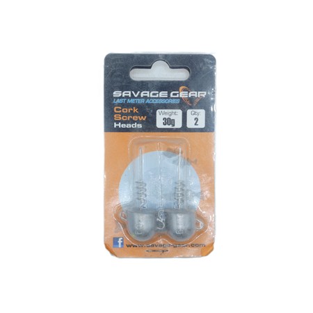 Tete Plombee Savage Gear Cork Screw Heads - Pack - 30G