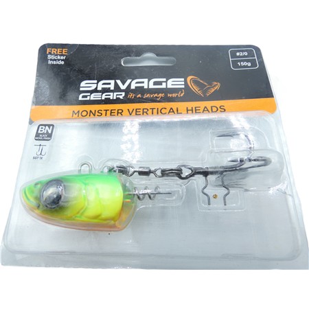 Tête Plombée Savage Gear Monster Vertical Heads - Charteuse - 150G