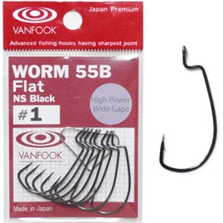 Texan-Angelhaken Vanfook Worm-55Bf Black Packung