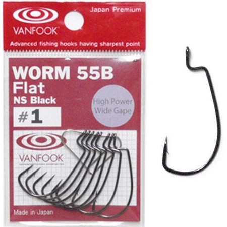 Texan Hook Vanfook Worm-55Bf Black - Pack