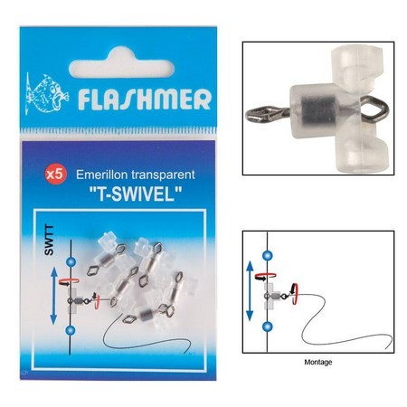 TRANSPARENT CLIP FLASHMER T-SWIVEL - PACK OF 50