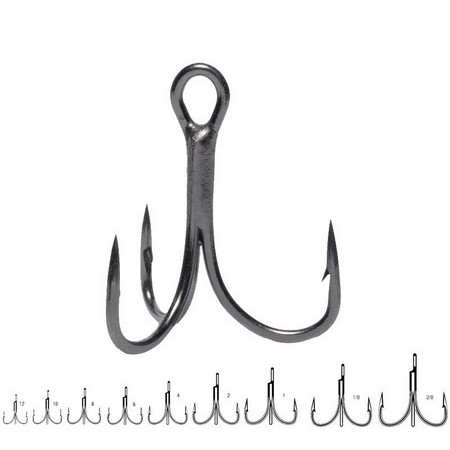 Treble Predator Hook Vmc Inline 2X Reinforced 7554 - Bright Tin - Pack Of 5