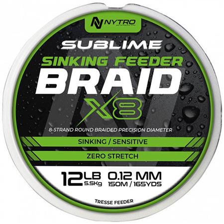 Trenzado Nytro Sublime X8 Sinking Feeder Braid - 150M