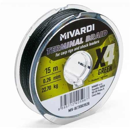 Trenzado Para Bajos De Línea Mivardi Terminal X4 Braid - Verde - 15M