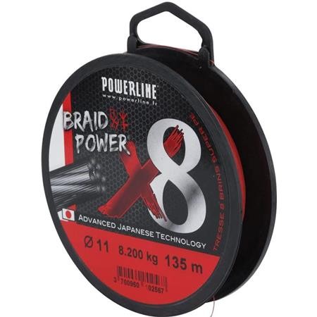 Trenzado Powerline Braid Power X8 Rojo - 300M