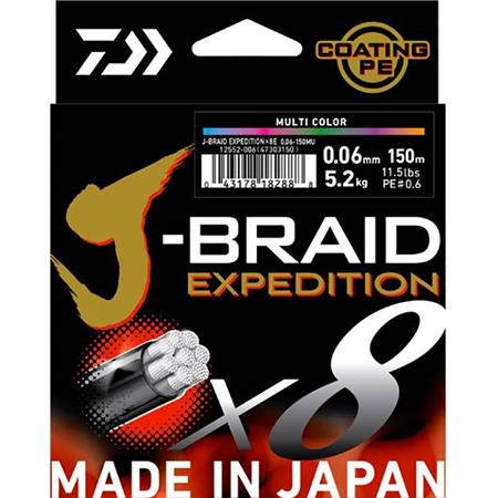 Tresse Daiwa J-Braid Exp X8 Multicolore - 150M