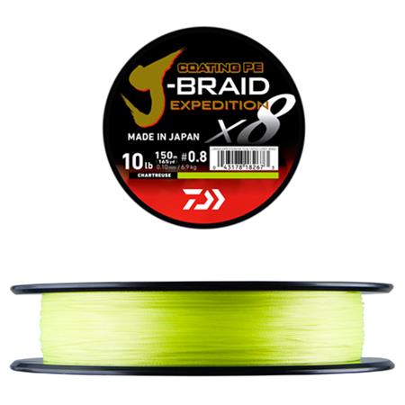 TRESSE DAIWA J-BRAID EXPEDITION X8 CHARTREUSE - 150M