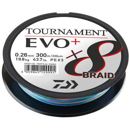 Tresse Daiwa Tournament 8 Braid Evo+ - Multicolore - 300M