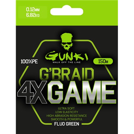 Tresse Gunki G’Braid 4X Game - Vert Fluo -150M