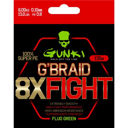 Tresse Gunki G’Braid 8X Fight - Vert Fluo - 135M