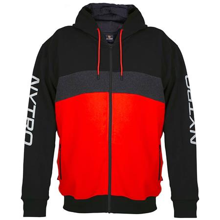 Trui Voor Mannen - Zwart/Donker Gemêleerd Grijs Rood Nytro Zipped Hoody Tri-Color - Black/Dark Marl Grey Red