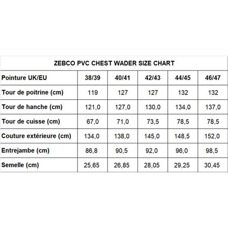 WADERS ZEBCO PVC CONECTE PL 2 PEÇAS