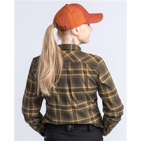 WOMAN'S LONG SLEEVE SHIRT PINEWOOD ABISKO HIKING FLANNEL - MOSS GREEN