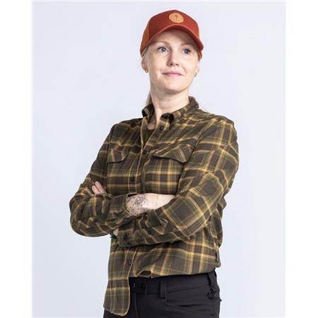 WOMAN'S LONG SLEEVE SHIRT PINEWOOD ABISKO HIKING FLANNEL - MOSS GREEN