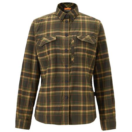 Woman's Long Sleeve Shirt Pinewood Abisko Hiking Flannel - Moss Green